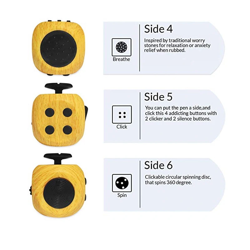 Fidget Cube Toy,Edc Fidgeting Toys anti Stress Relief Toys,Anxiety Antistress Sensory Toy for Adults Kids Autism ADHD 6 Sides